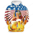 Volleyball And Beer 3D Gifts USA Flag Retro 3D Gifts