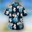 Karate Plumeria Blue Leaf Hawaiian Shirt