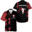Personalized Bowling Hawaiian Shirt, Red & Black Bowler Team Shirt, Shirt For Bowling Lovers
