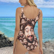 Personalized Womens One Piece Swimsuit, Custom Faces Swimsuit, Funny Swimwear