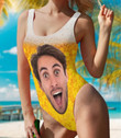 Custom Face Women Swimsuit, Personalized Husbands Photo Swimsuits, Beer Swimsuit, Funny Swimsuits