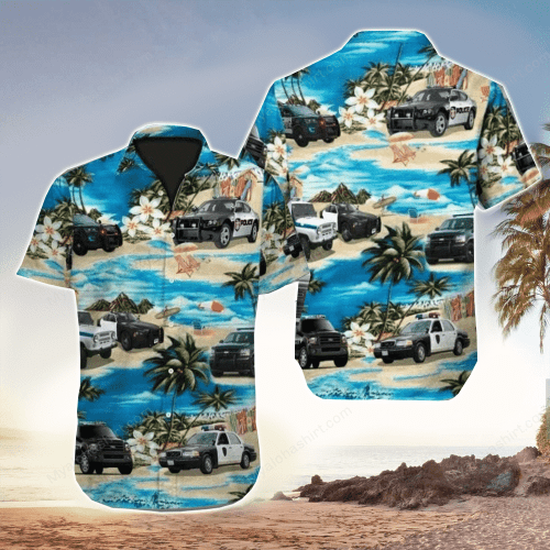 Tropical Police Car Pattern Police Hawaiian Shirt