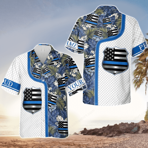 Personalized Police Hawaiian Shirt With Police Badge Pattern