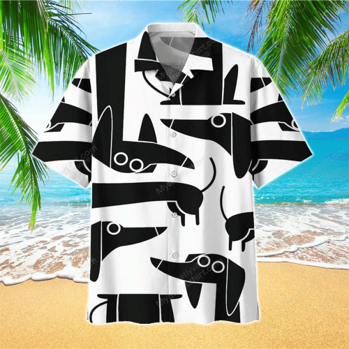 Dachshund Black And White Hawaiian Shirt