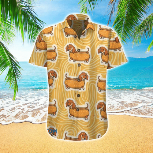 Funny Hot Dog Dachshund Hot Summer Vacation The Best Gift For Dog Lovers Hawaiian Shirt
