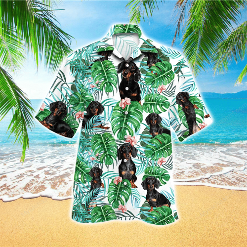 Dachshund Dog Tropical Plant Hawaiian Shirt