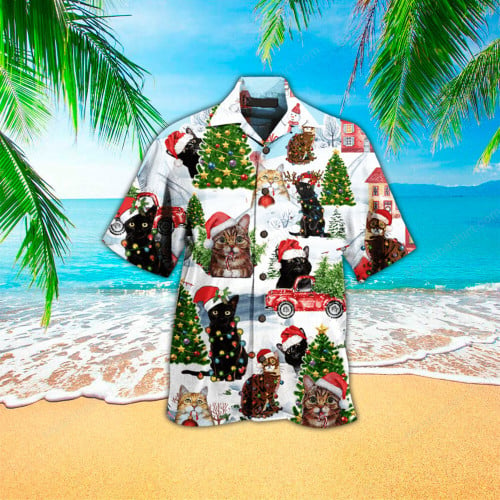 Cat Hawaiian Shirt, Cat Button Up Shirt