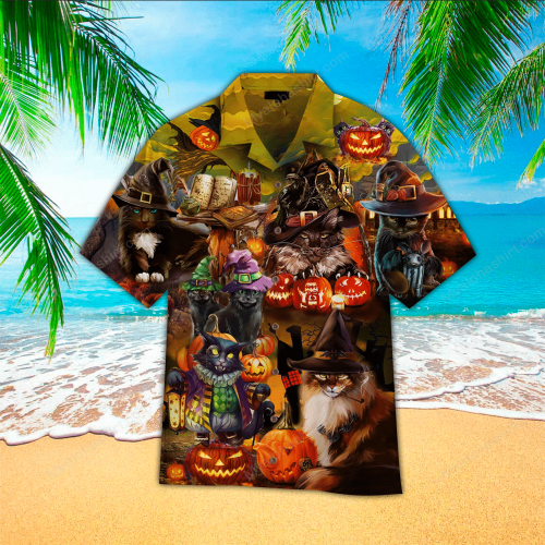 Cat Apparel, Cat Hawaiian Button Up Shirt
