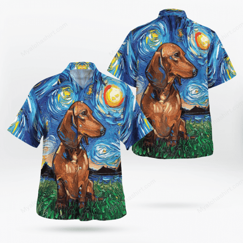 Dachshund Starry Night Hawaiian Shirt