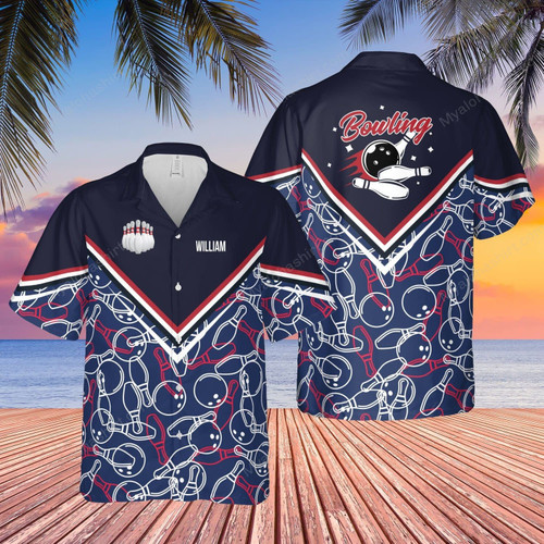 Personalized Bowling Pattern Custom Hawaiian Shirts