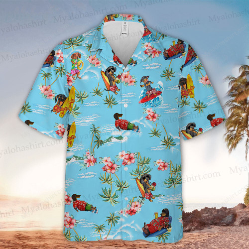 Dachshund At The Beach Tropical Summer Time Happiness The Best Gift For Dog Lovers Hawaiian Shirt
