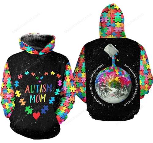 Autism Mom Earth Colorful Puzzle Apparel