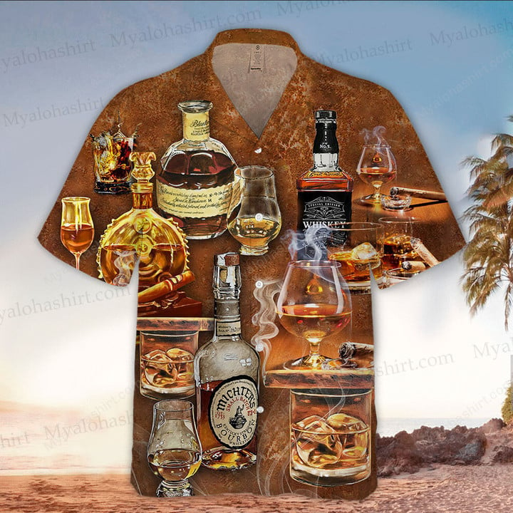 Whiskey Apparel, Whiskey Hawaiian Button Up Shirt