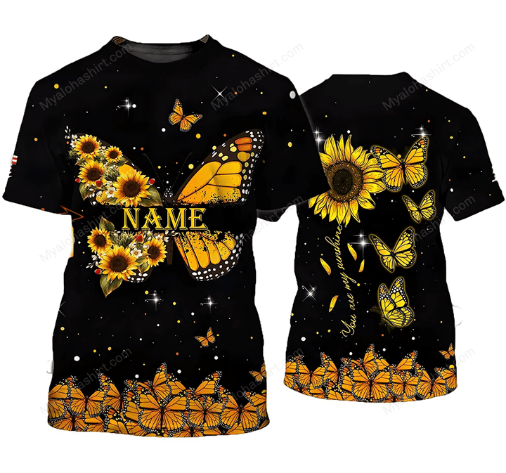 Personalized Butterfly Sunflower T-Shirt Apparel Gift Ideas
