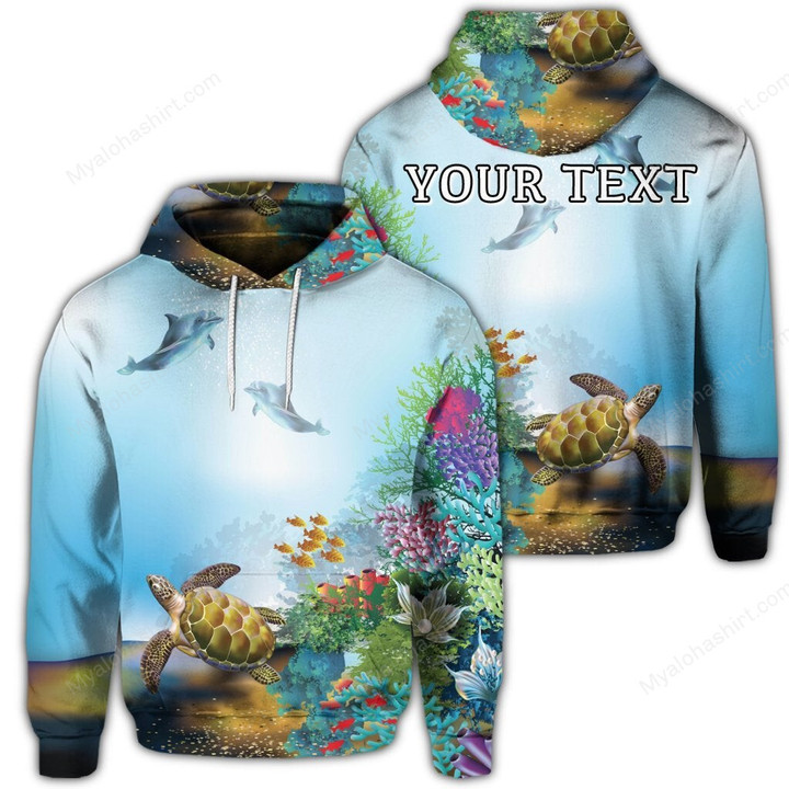 Personalized Turtle Dolphin In The Ocean Apparel