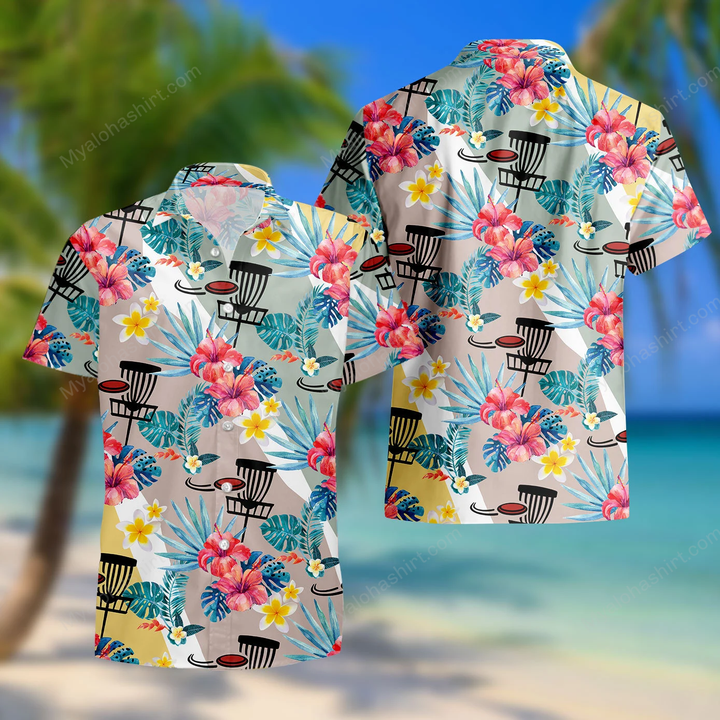Disc Golf Tropical Flower Hawaiian Shirt