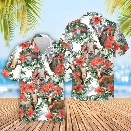 Goat Hibiscus Hawaiian Shirt