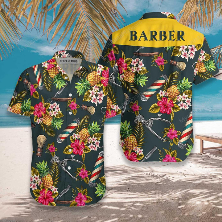 Barber Tropical Pineapple Hawaiian Shirt