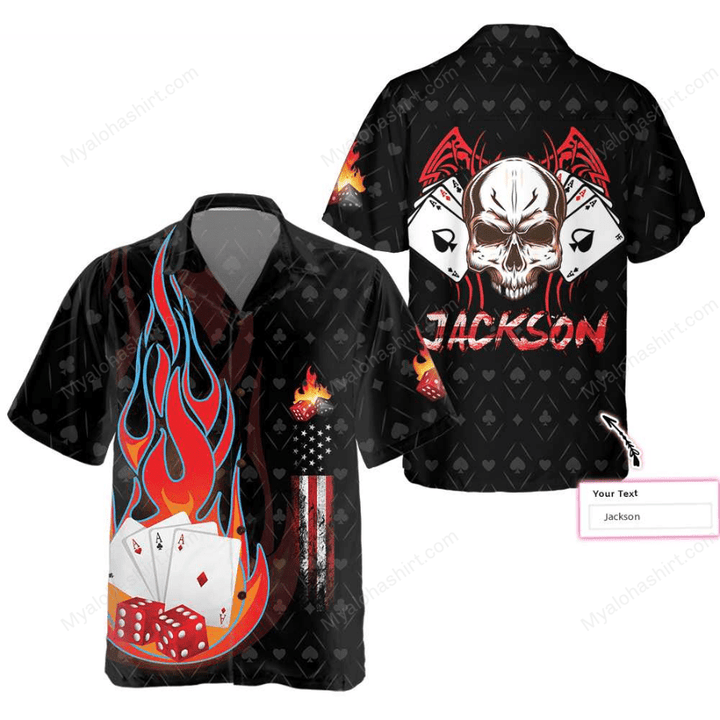 Personalized Poker Flame And Skull Pattern Casino Apparel