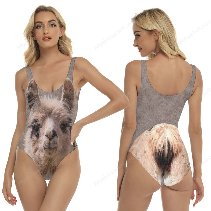 Llama Swimsuit, Funny Llama Swimsuit, Llama Head And Butt 3D Printed Women One-piece Swimsuit