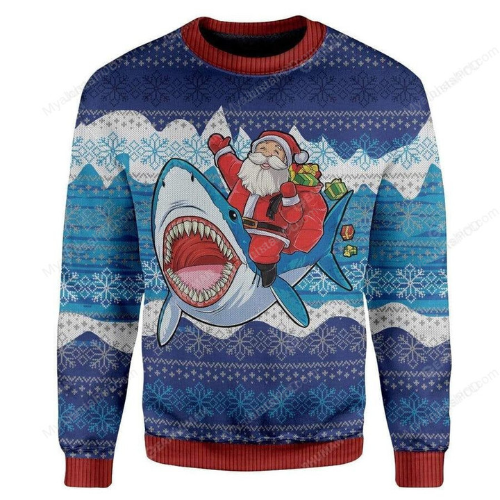 Shark And Santa Sweater Best Gift For Christmas