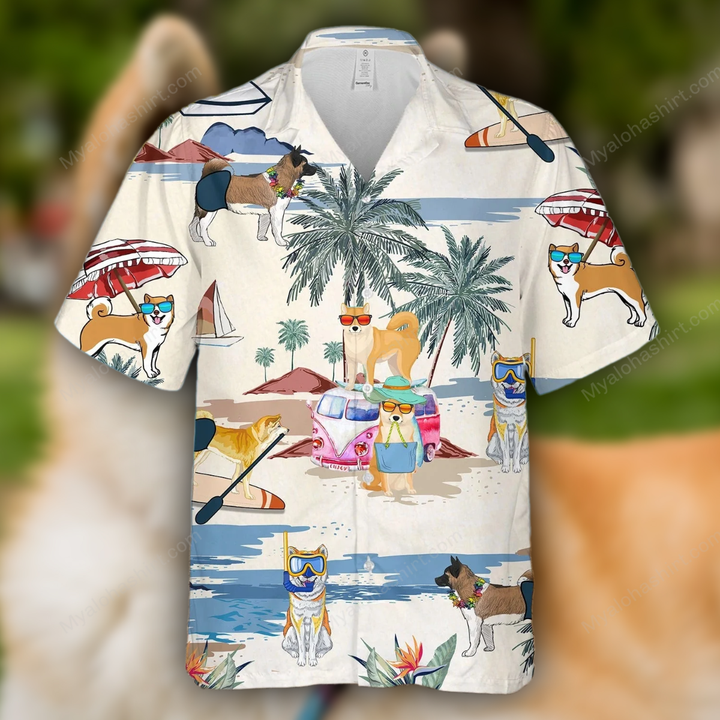 Akita Dog Vacation Summer Hawaiian Shirt, Akita Shirt