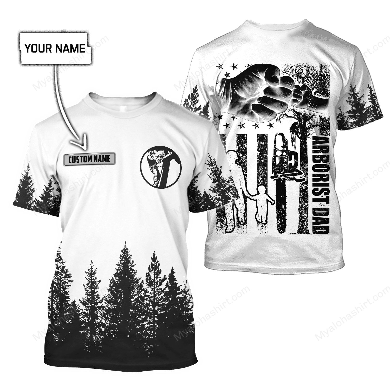Personalized Arborist T-Shirt, Arborist Shirts, Arborist Dad USA Flag ...