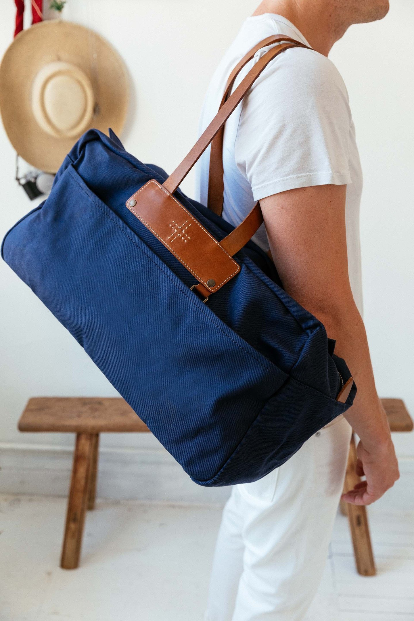 Blue Canvas Weekender Bag