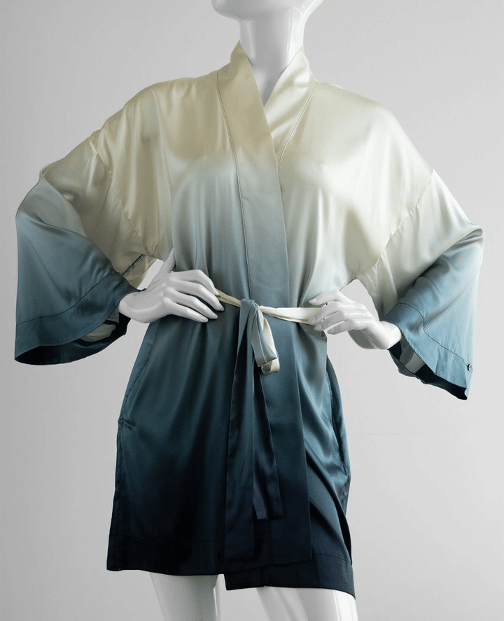 Tanvi Washed Silk Robe Ombre