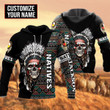 Customize Name Skull Native American 3D All Over Printed Unisex Shirts - 1