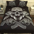 Black Gun Rose Flower Skull Bedding Set MH03157276