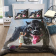 Little Girl Playing With A Big Pug Bedding Set MH03159406