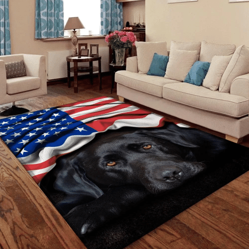 Black Labrador Retriever American Patriot Rug THH3430Rv1922