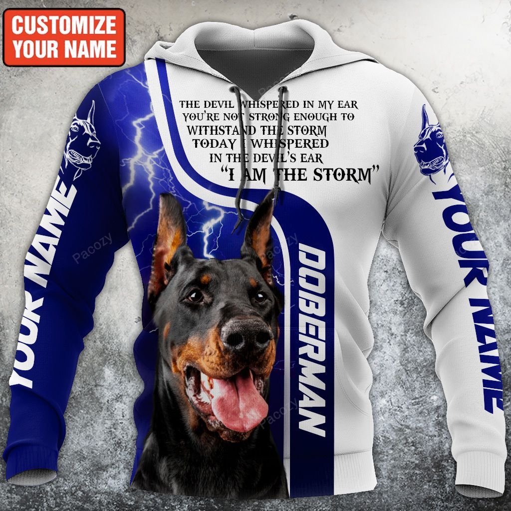 Personalized Name Dobermann I'm The Storm All Over Printed Unisex Shirts
