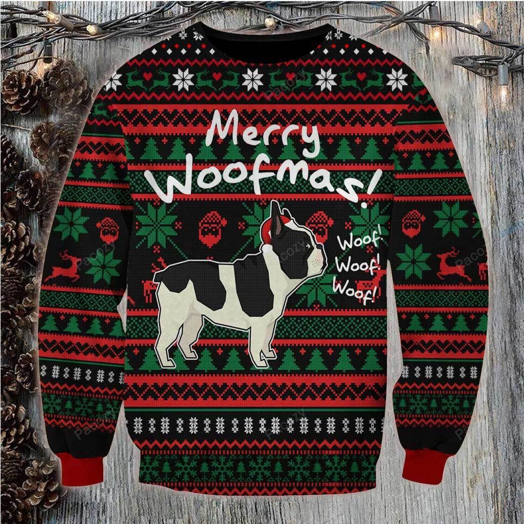 French Bulldog Merry woofmas 3D Printed Ugly Sweatshirt
