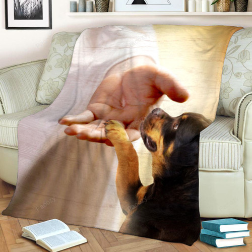 Rottweiler - Take my hand Fleece Blanket