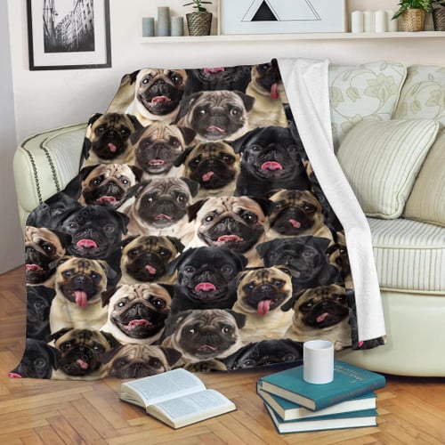 A Bunch Pug Fleece Blanket