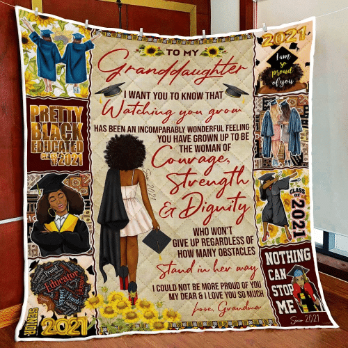 Grandma To My Granddaughter Black Girl Graduation Senior 2021 Quilt Blanket  CS-Q0365