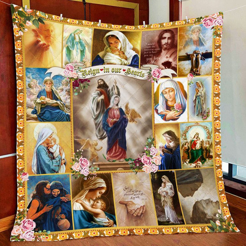Jesus & Mary Reign In Our Hearts Quilt Blanket HA16052034