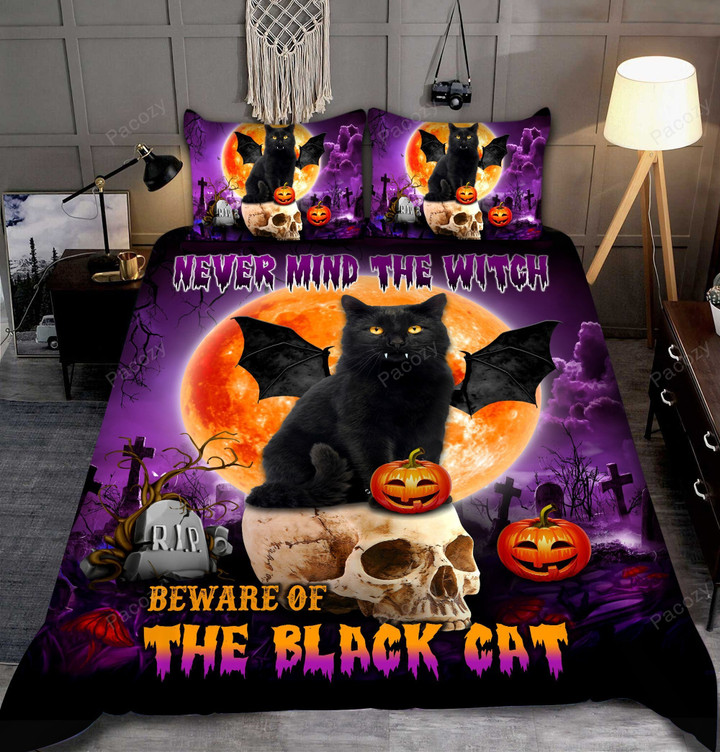 Black Cat Halloween 3D Bedding Set