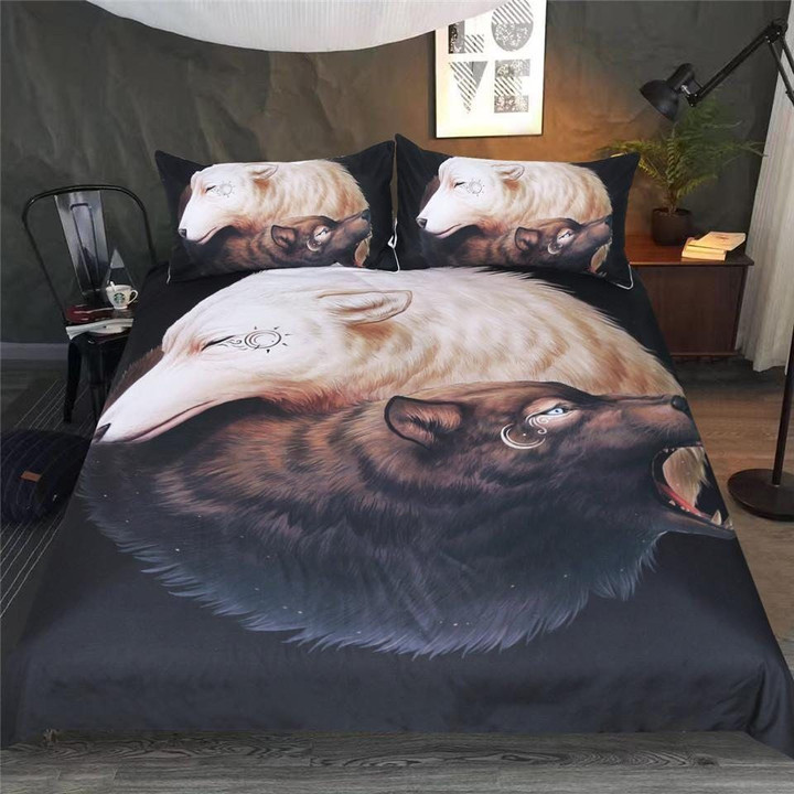 Yin and Yang Wolves Black Wolf Bedding Sets MH03119586