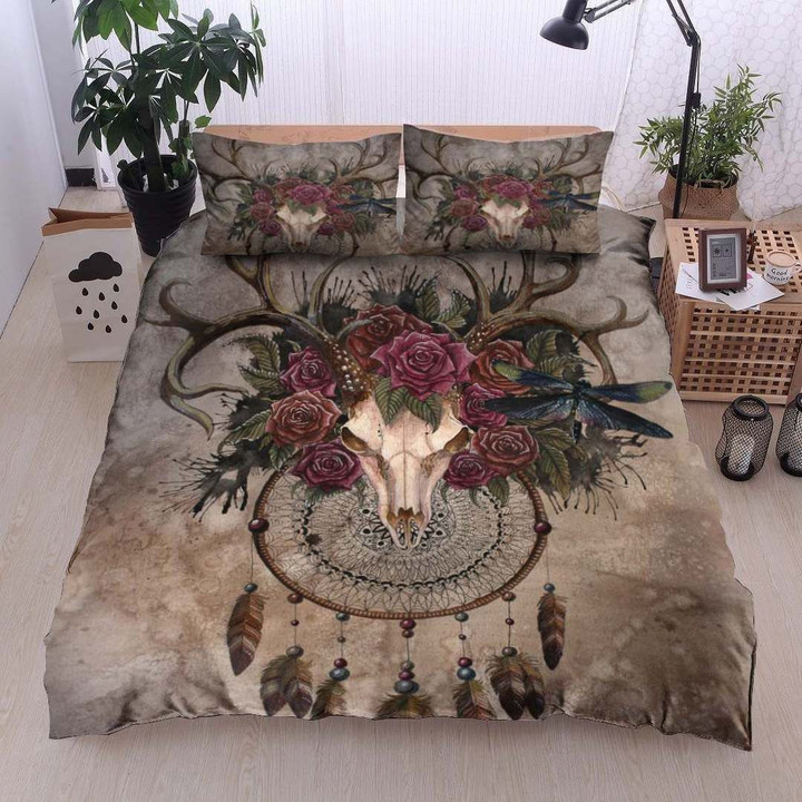 Native Buffalo Skull Dreamcatcher And Rose Bedding Sets MH03145919