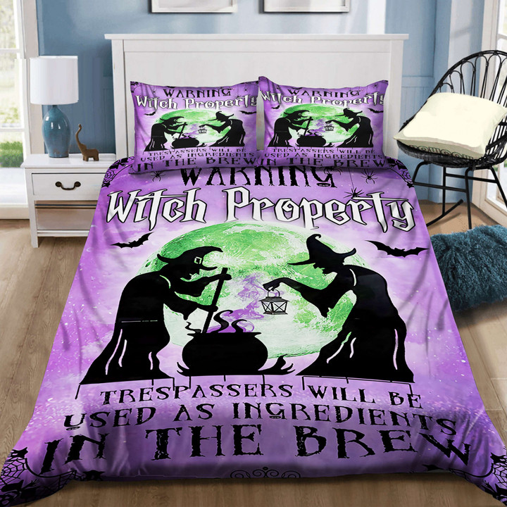 Halloween Warning Witch Property Bedding Set MH03157845