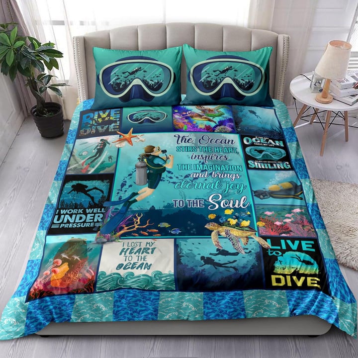 I Lost My Heart To The Ocean Scuba Diving Bedding Set MH03159953