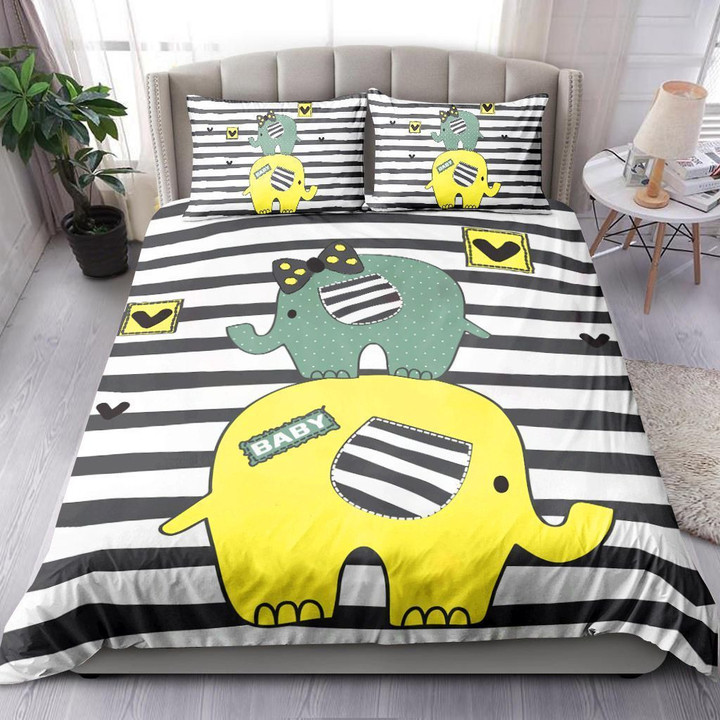 Cute Elephant With Hearts Bedding Set MH03159945