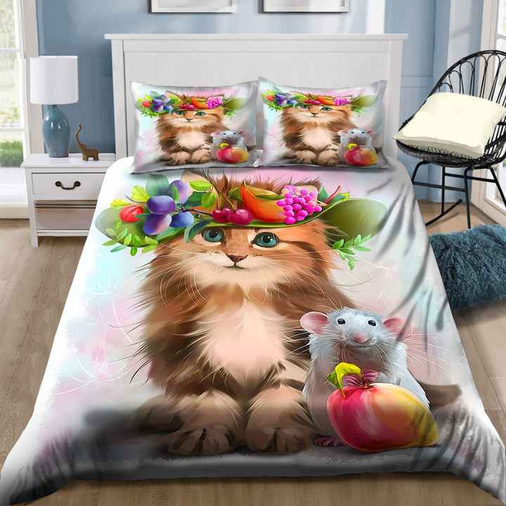 Cute Cat And Little Mouse Bedding Set MH03159680