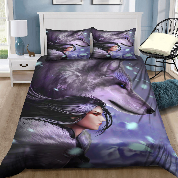 Fox And Girl In Snow Bedding Set MH03159555