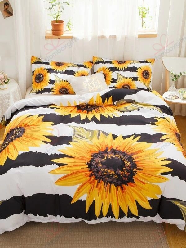 Sunflower & Stripe Pattern Bedding Set MH03159257