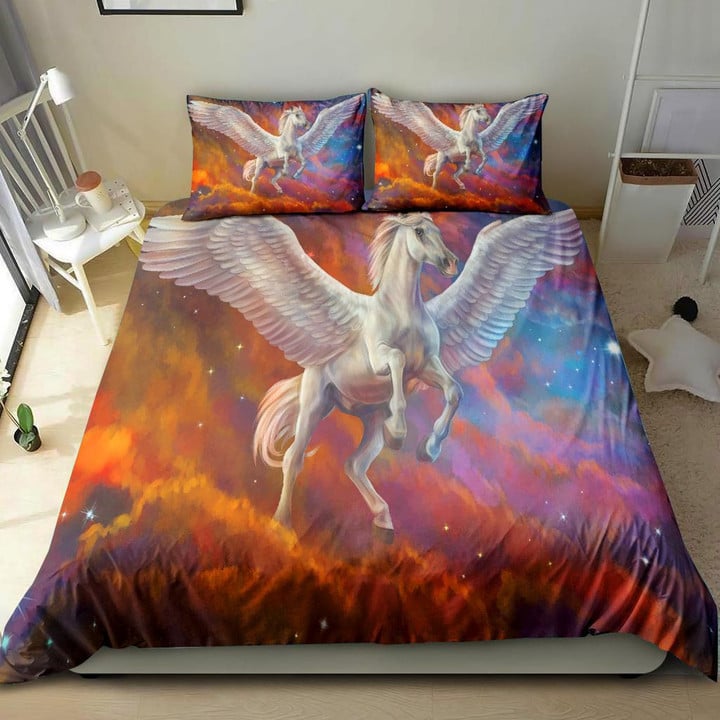 A Big Unicorn Flying In Galaxy Bedding Set MH03159733