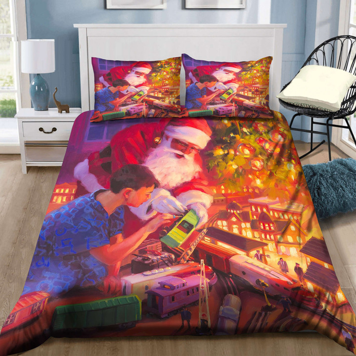 Santa Claus And Little Boy Merry Christmas Bedding Set MH03159602